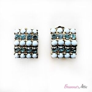 Vintage Designer Elegant Blue Crystal and Perl Stones Fancy Earrings for women